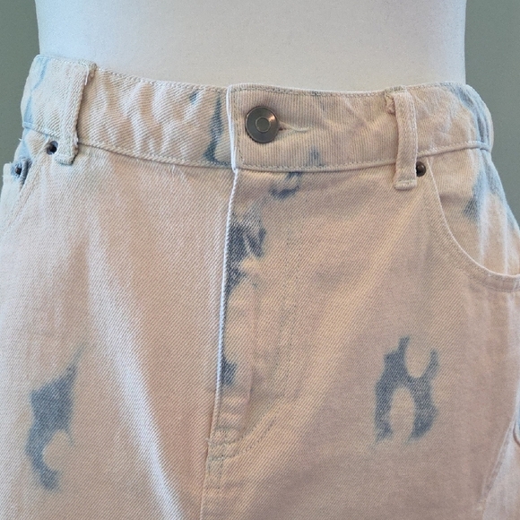 Future Collective Gabriella Karefa Size 12 Ivory & Blue Tye-Dye Denim Skirt - Picture 4 of 14